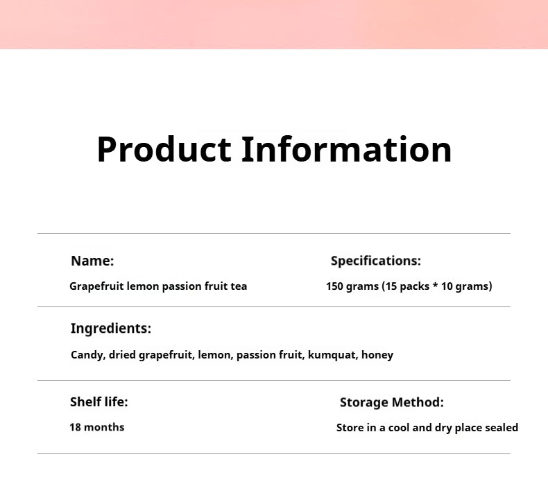 Grapefruit Lemon Flavored Fruit Tea - Refreshing Beverage for Allergic Beverages 1 Bottle (15 sachets)