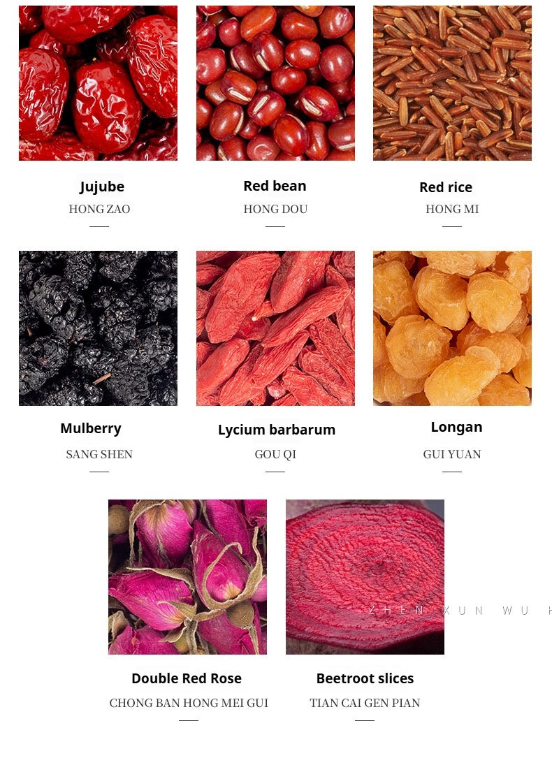 Hormone Balance Tea Rose Beetroot Five Red Herbal Tea For Woman‘s Health With Jujube Red bean Red Rice Longan Goji Mulberry