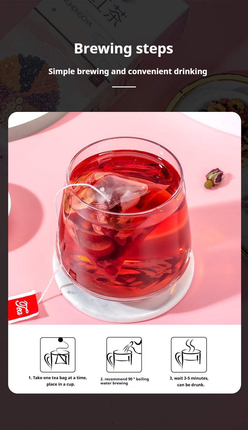 Hormone Balance Tea Rose Beetroot Five Red Herbal Tea For Woman‘s Health With Jujube Red bean Red Rice Longan Goji Mulberry