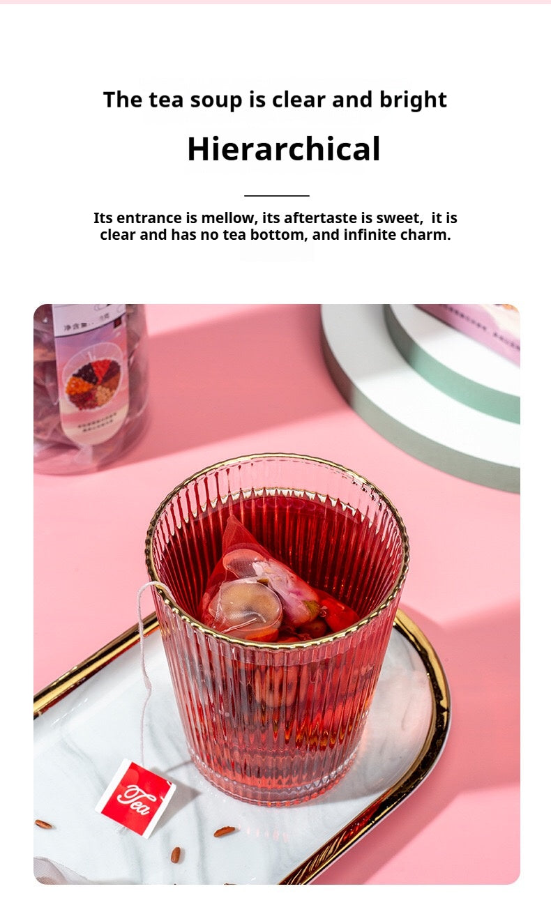 Hormone Balance Tea Rose Beetroot Five Red Herbal Tea For Woman‘s Health With Jujube Red bean Red Rice Longan Goji Mulberry