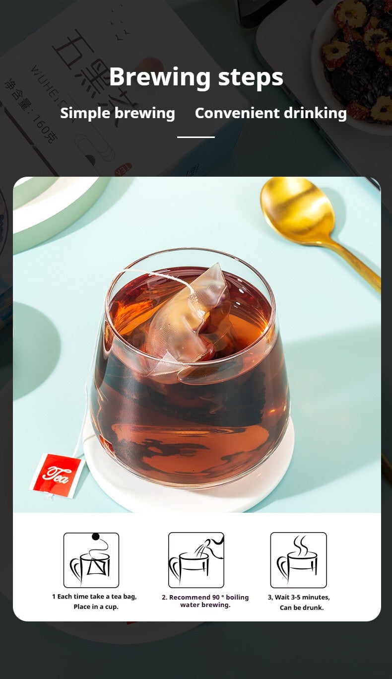 HuangJing GoJi Five Black Herbal Tea For Man's Health Black Bean Black Rice Black Sesame Mulberry Jujube Fiber Asian