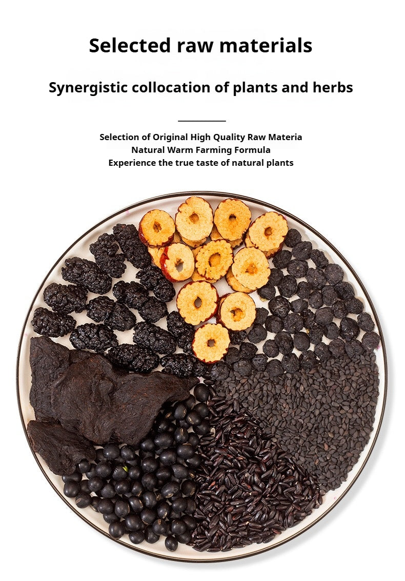 HuangJing GoJi Five Black Herbal Tea For Man's Health Black Bean Black Rice Black Sesame Mulberry Jujube Fiber Asian