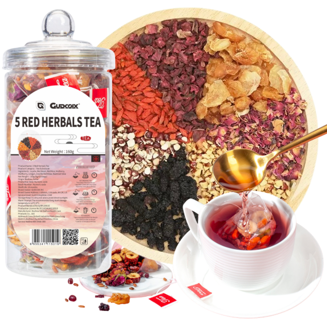 Hormone Balance Tea Rose Beetroot Five Red Herbal Tea For Woman‘s Health With Jujube Red bean Red Rice Longan Goji Mulberry