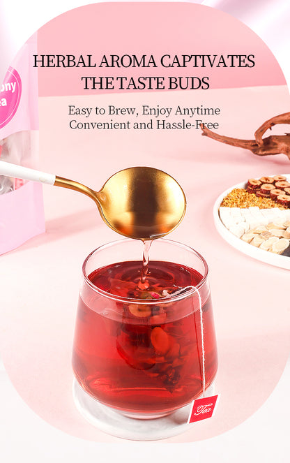 Ten Essence Harmony Tea natural herb blend display
