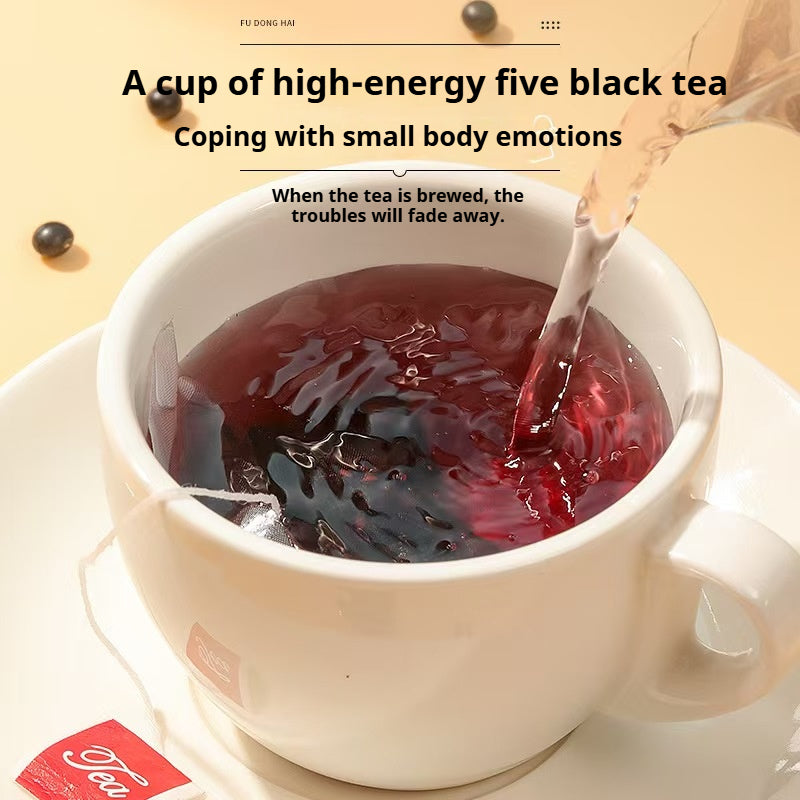 HuangJing GoJi Five Black Herbal Tea For Man's Health Black Bean Black Rice Black Sesame Mulberry Jujube Fiber Asian