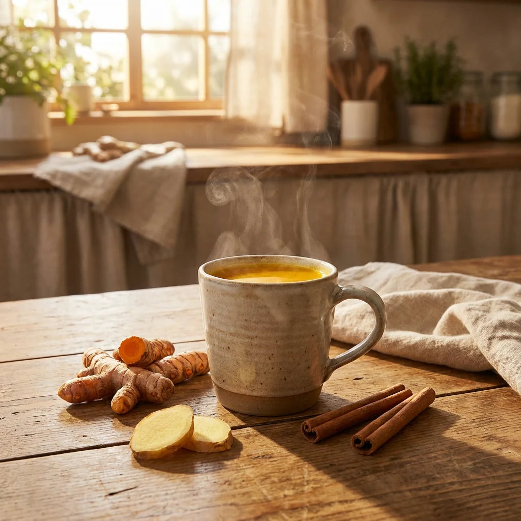 Premium Turmeric Ginger Cinnamon Tea Lifestyle Scene